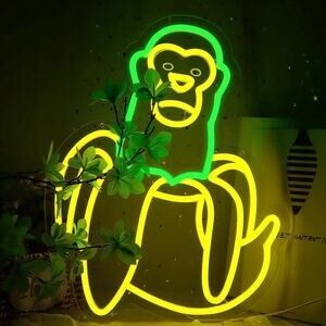 Banana Monkey Neon Sign Night Light Room Wall Decor Italian Brainrot